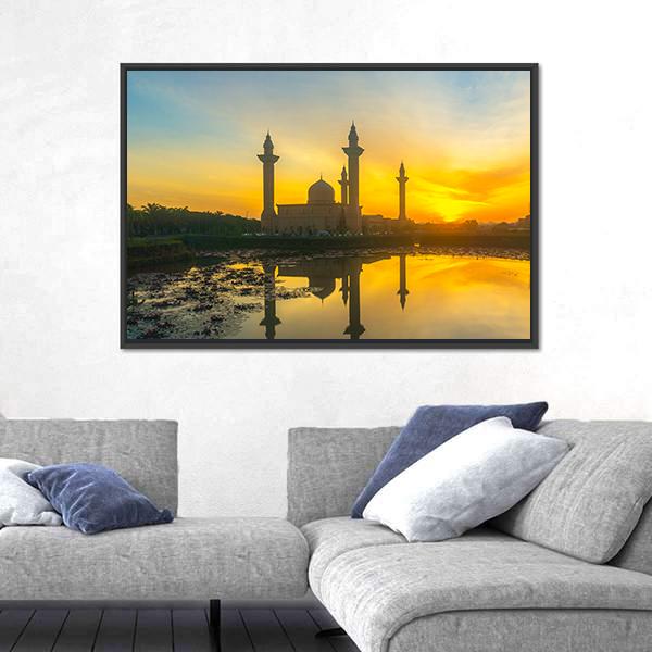 Tengku Ampuan Jemaah Mosque Canvas Wall Art-1 Piece-Floating Frame-36" x 24"-Tiaracle