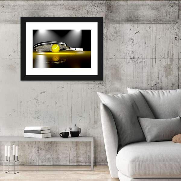 Tennis Ball Under Racket Canvas Wall Art-5 Horizontal-Gallery Wrap-22" x 12"-Tiaracle
