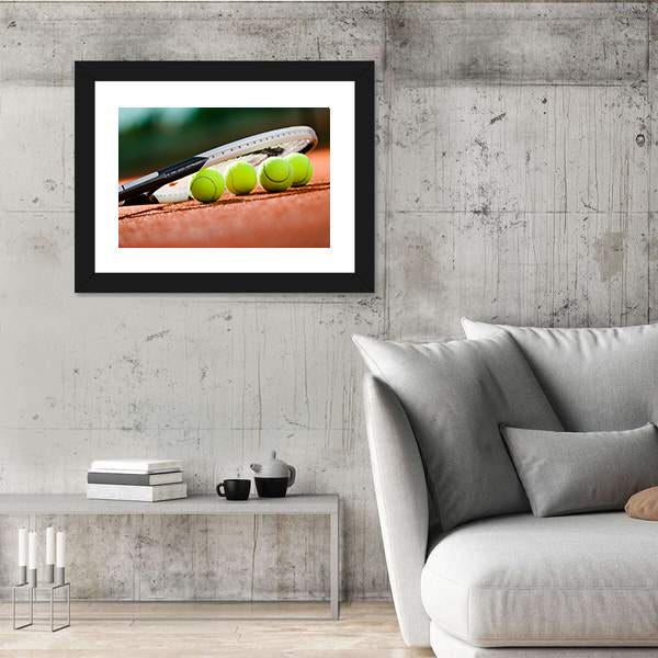 Tennis Racket & Balls Canvas Wall Art-5 Horizontal-Gallery Wrap-22" x 12"-Tiaracle