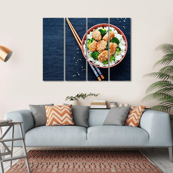 Teriyaki Chicken With Rice Canvas Wall Art-4 Horizontal-Gallery Wrap-34" x 24"-Tiaracle