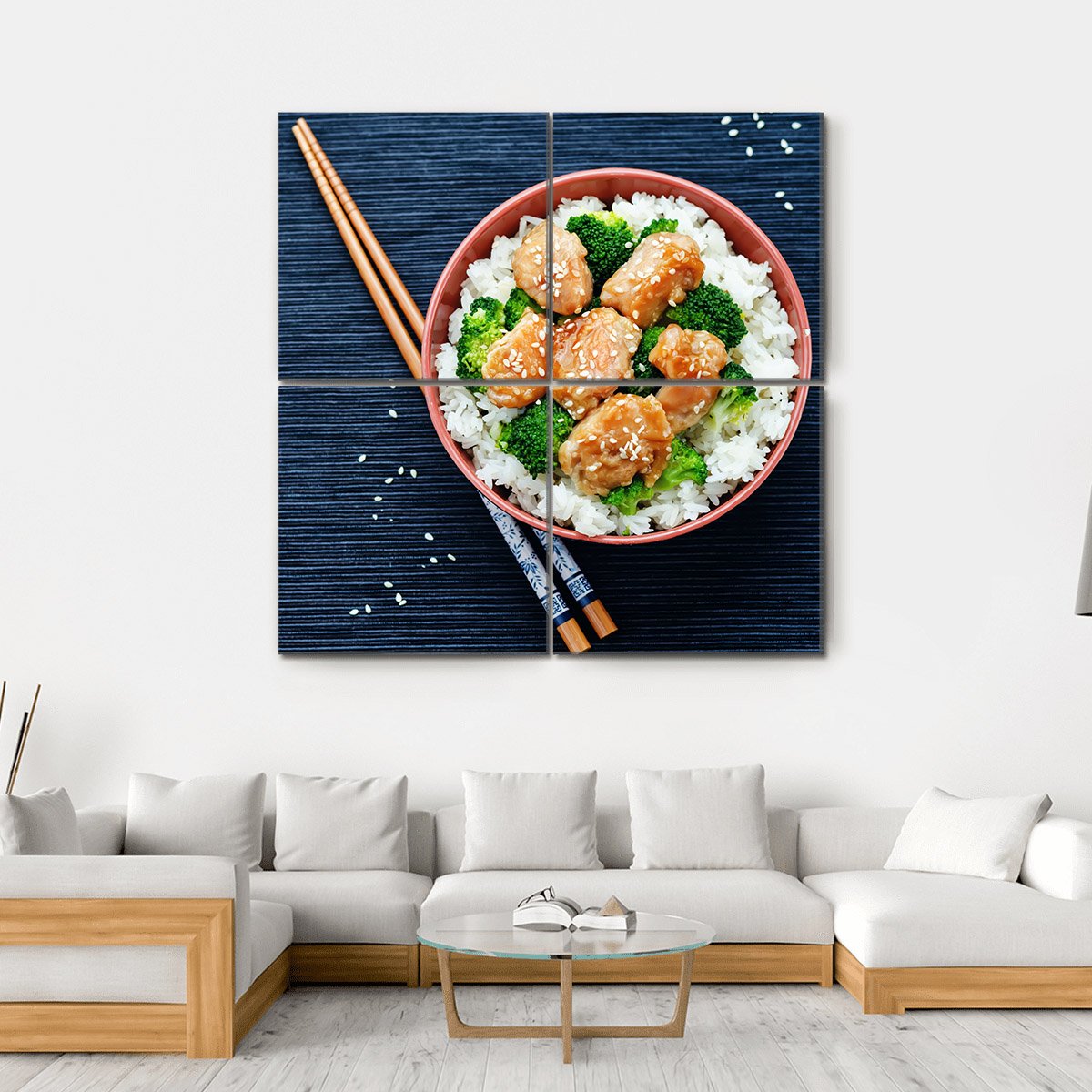 Teriyaki Chicken With Rice Canvas Wall Art-4 Square-Gallery Wrap-17" x 17"-Tiaracle
