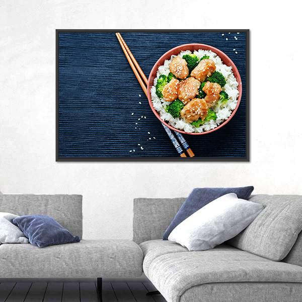 Teriyaki Chicken With Rice Canvas Wall Art-1 Piece-Floating Frame-24" x 16"-Tiaracle