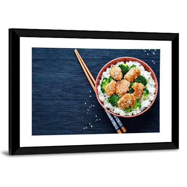 Teriyaki Chicken With Rice Canvas Wall Art-3 Horizontal-Gallery Wrap-25" x 16"-Tiaracle