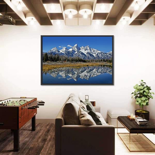 Teton Mountain Range Canvas Wall Art-3 Horizontal-Gallery Wrap-25" x 16"-Tiaracle
