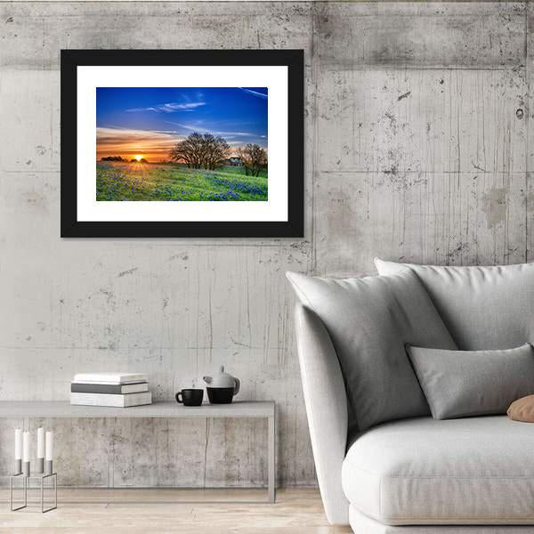 Texas Bluebonnet Field Canvas Wall Art-5 Horizontal-Gallery Wrap-22" x 12"-Tiaracle