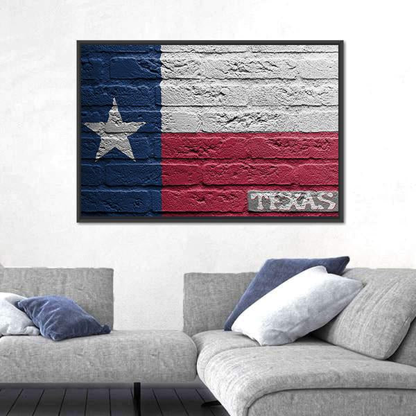 Texas Flag On Brick Wall Canvas Wall Art-1 Piece-Floating Frame-24" x 16"-Tiaracle