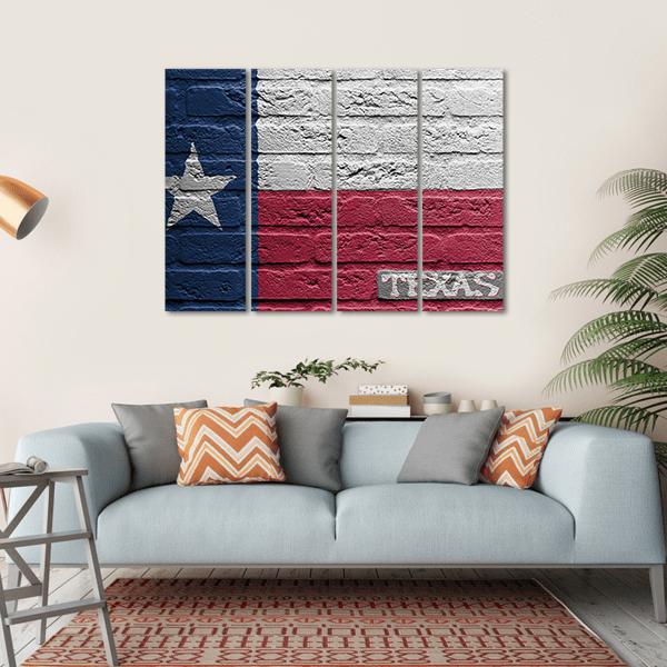 Texas Flag On Brick Wall Canvas Wall Art-4 Horizontal-Gallery Wrap-34" x 24"-Tiaracle