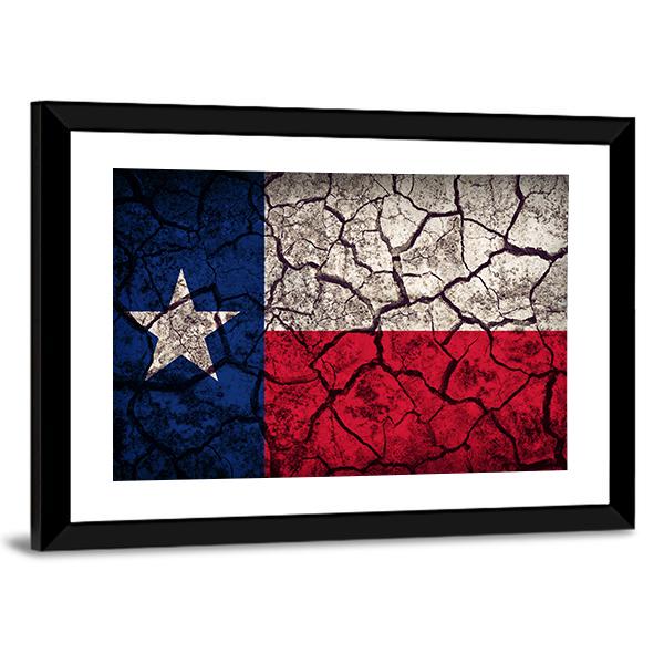 Texas Flag Pattern On Crack Soil Texture Canvas Wall Art-3 Horizontal-Gallery Wrap-25" x 16"-Tiaracle