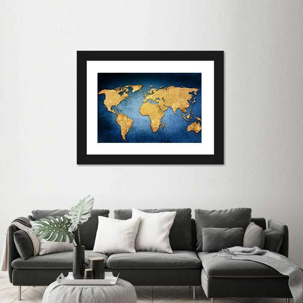 Textured World Map Canvas Wall Art-1 Piece-Framed Print-20" x 16"-Tiaracle