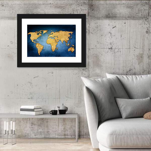 Textured World Map Canvas Wall Art-5 Horizontal-Gallery Wrap-22" x 12"-Tiaracle