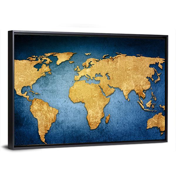 Textured World Map Canvas Wall Art-5 Horizontal-Gallery Wrap-22" x 12"-Tiaracle