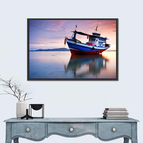 Thai Fishing Boat Canvas Wall Art-5 Horizontal-Gallery Wrap-22" x 12"-Tiaracle