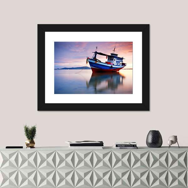 Thai Fishing Boat Canvas Wall Art-5 Horizontal-Gallery Wrap-22" x 12"-Tiaracle