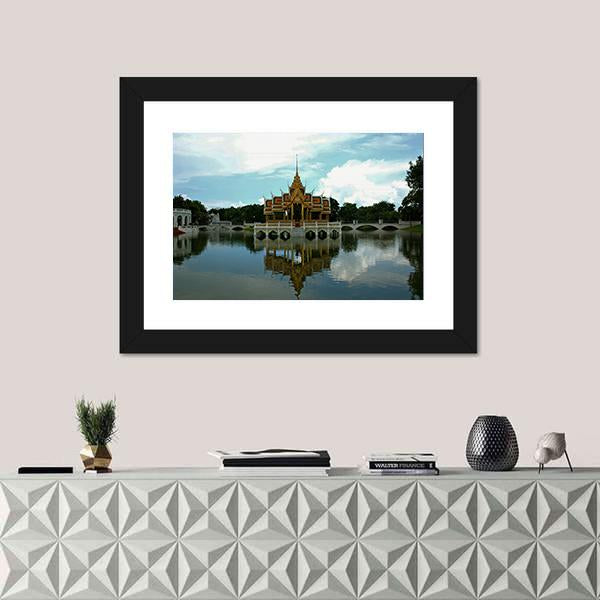 Thai Pavilion In Waters Panoramic Canvas Wall Art-1 Piece-36" x 12"-Tiaracle