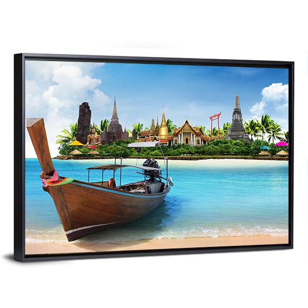 Thailand Travel Concept Canvas Wall Art-3 Horizontal-Gallery Wrap-25" x 16"-Tiaracle