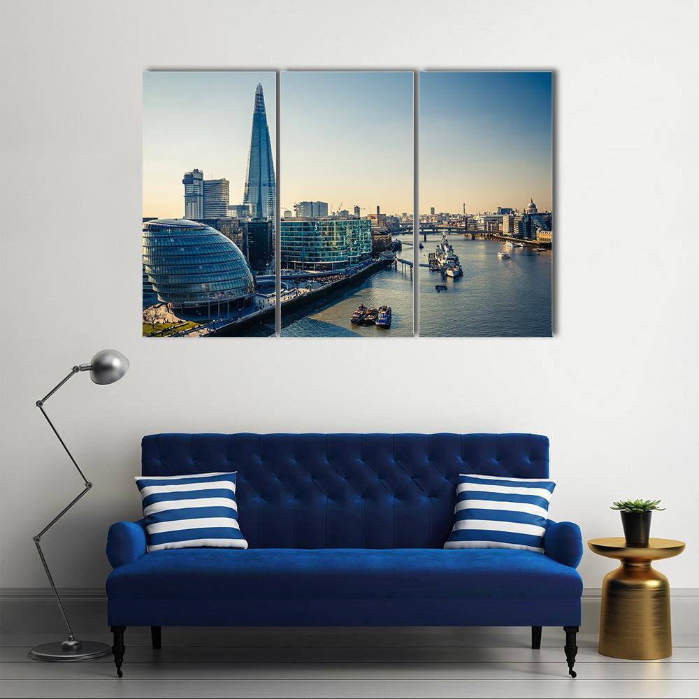Thames & London City Canvas Wall Art-3 Horizontal-Gallery Wrap-37" x 24"-Tiaracle