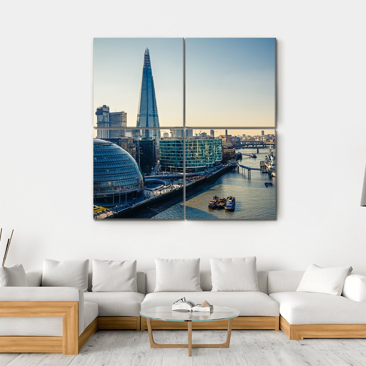 Thames & London City Canvas Wall Art-4 Square-Gallery Wrap-17" x 17"-Tiaracle