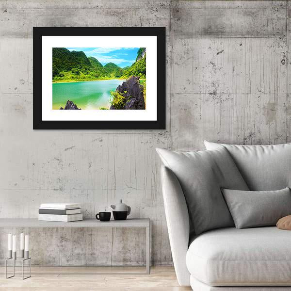 Thang Hen Lake Canvas Wall Art-3 Horizontal-Gallery Wrap-25" x 16"-Tiaracle