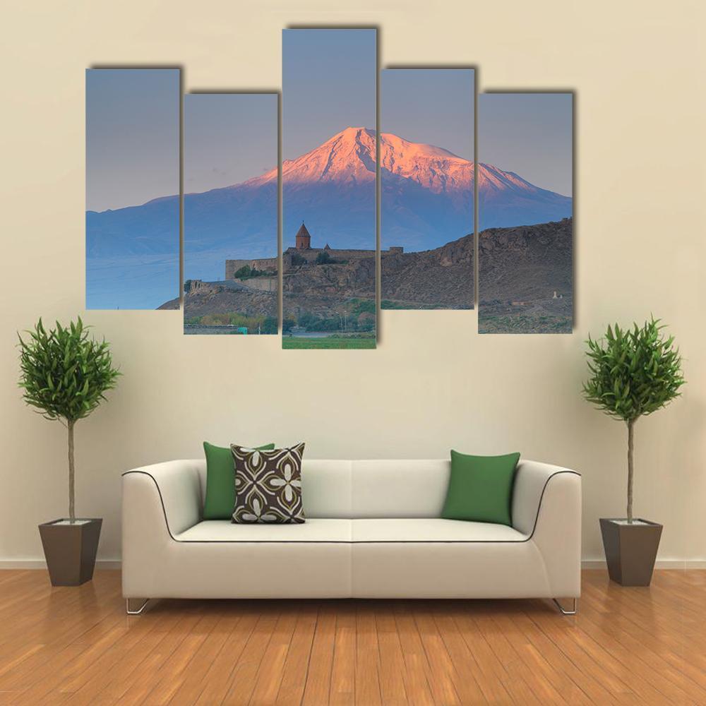 Church In Khor Virap Canvas Wall Art-5 Pop-Gallery Wrap-47" x 32"-Tiaracle