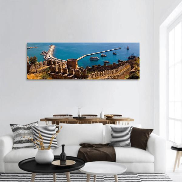 Red Tower Turkey Panoramic Canvas Wall Art-1 Piece-36" x 12"-Tiaracle