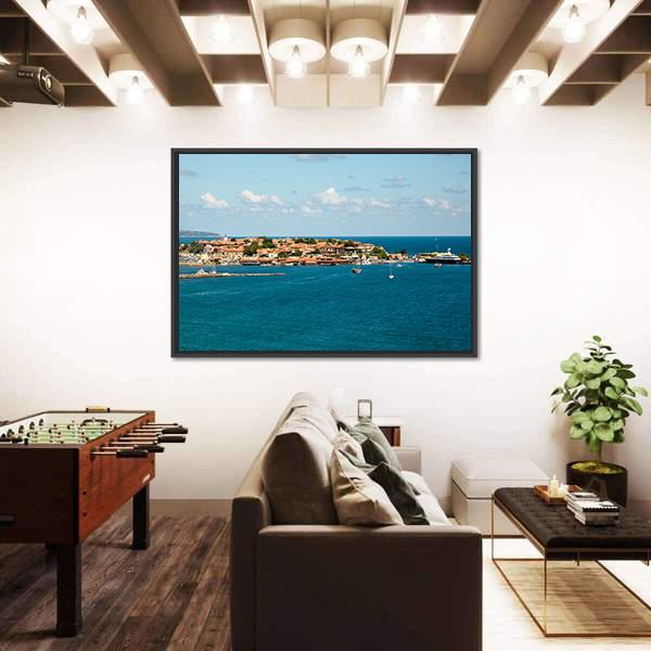 The Ancient Nessebar Town Panoramic Canvas Wall Art-1 Piece-36" x 12"-Tiaracle