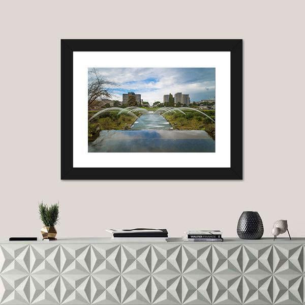 The Artificial Waterfall In Rome Italy Canvas Wall Art-3 Horizontal-Gallery Wrap-25" x 16"-Tiaracle
