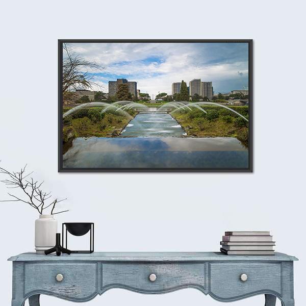 The Artificial Waterfall In Rome Italy Canvas Wall Art-3 Horizontal-Gallery Wrap-25" x 16"-Tiaracle