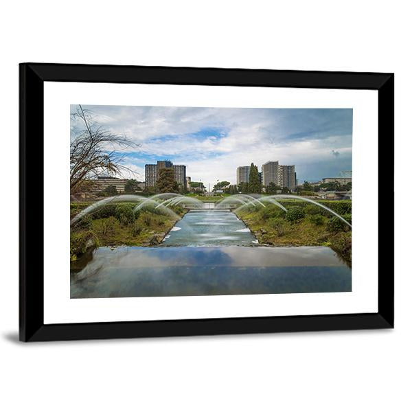 The Artificial Waterfall In Rome Italy Canvas Wall Art-3 Horizontal-Gallery Wrap-25" x 16"-Tiaracle