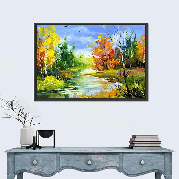 The Autumn Landscape Canvas Wall Art-3 Horizontal-Gallery Wrap-25" x 16"-Tiaracle