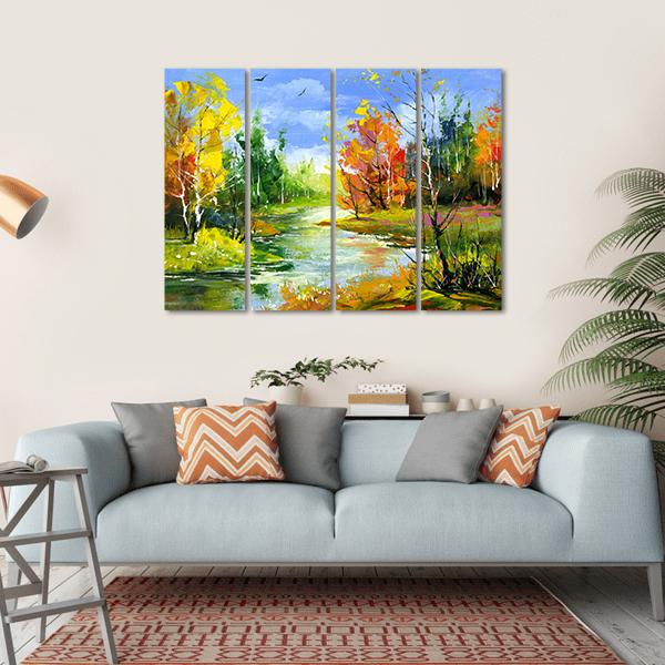 The Autumn Landscape Canvas Wall Art-4 Horizontal-Gallery Wrap-34" x 24"-Tiaracle