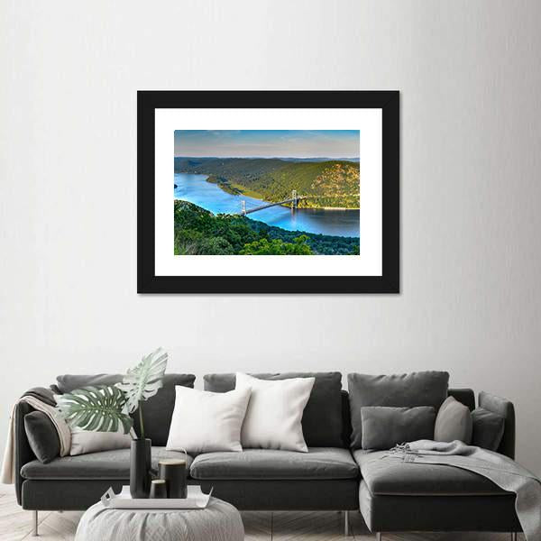 The Bear Mountain Bridge Canvas Wall Art-1 Piece-Framed Print-20" x 16"-Tiaracle