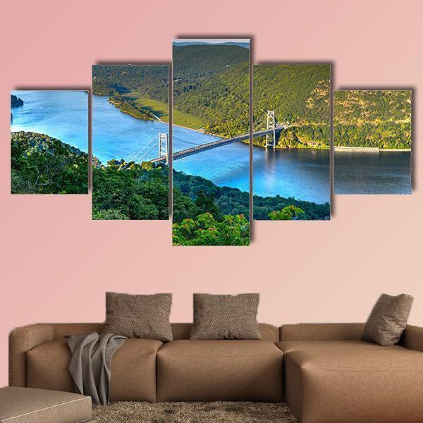 The Bear Mountain Bridge Canvas Wall Art-5 Star-Gallery Wrap-62" x 32"-Tiaracle