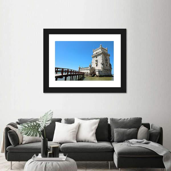 The Belem Tower Portugal Canvas Wall Art-1 Piece-Framed Print-20" x 16"-Tiaracle