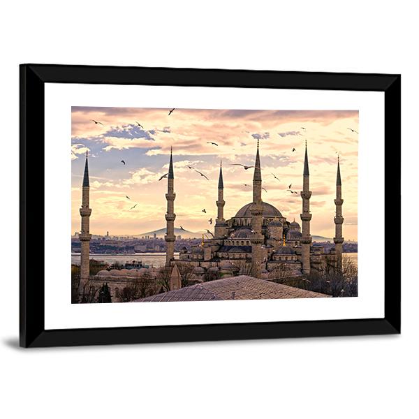 The Blue Mosque In Istanbul Canvas Wall Art-5 Horizontal-Gallery Wrap-22" x 12"-Tiaracle