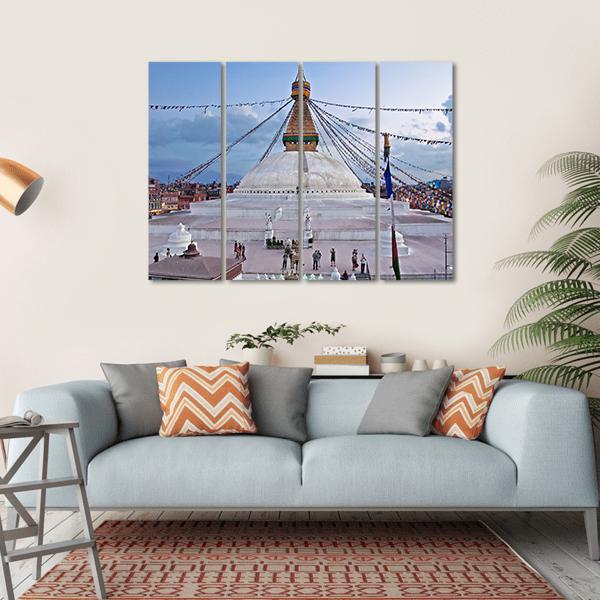 The Boudhanath Stupa Nepal Canvas Wall Art-4 Horizontal-Gallery Wrap-34" x 24"-Tiaracle