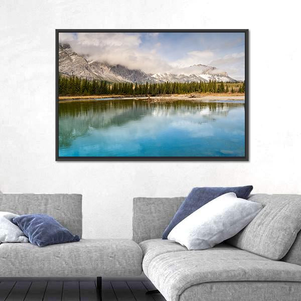 The Bow River Canada Panoramic Canvas Wall Art-1 Piece-36" x 12"-Tiaracle
