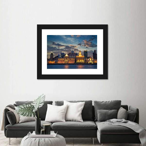 The Bund In Shanghai Canvas Wall Art-1 Piece-Framed Print-20" x 16"-Tiaracle
