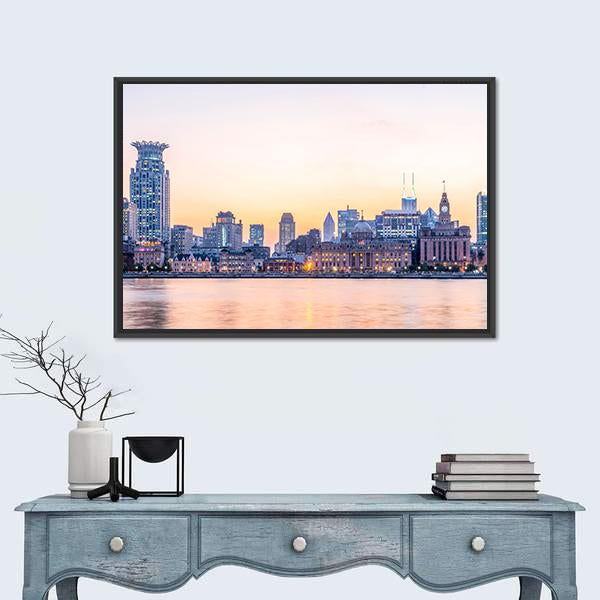 The Bund Shanghai Canvas Wall Art-1 Piece-Floating Frame-24" x 16"-Tiaracle