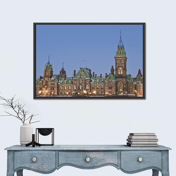 The Canadian Parliament Canvas Wall Art-5 Horizontal-Gallery Wrap-22" x 12"-Tiaracle