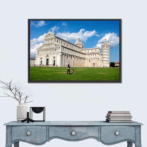 The Cathedral Of Pisa Canvas Wall Art-3 Horizontal-Gallery Wrap-25" x 16"-Tiaracle