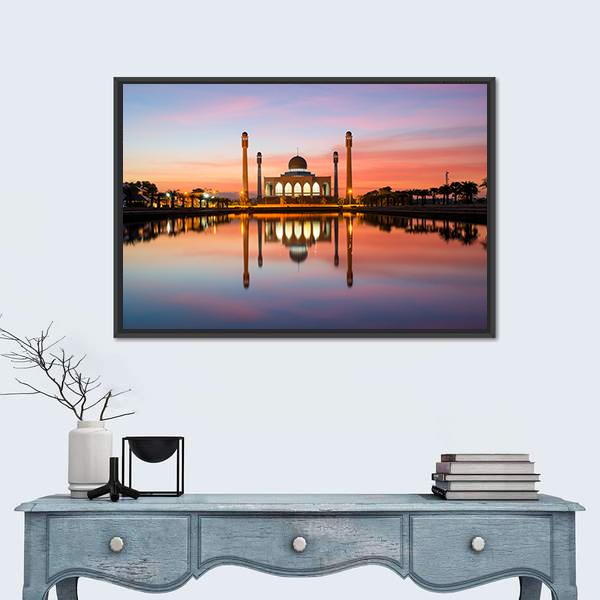 The Central Mosque Of Songkhla Canvas Wall Art-5 Horizontal-Gallery Wrap-22" x 12"-Tiaracle