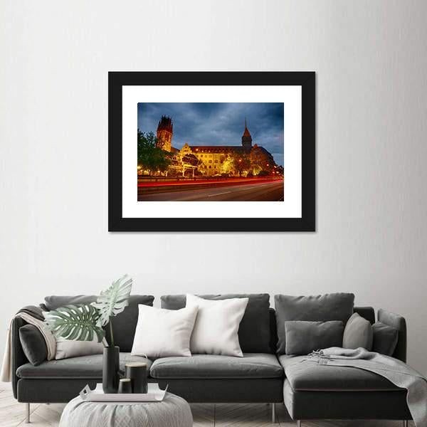 The City Hall Of Duisburg Canvas Wall Art-1 Piece-Framed Print-42" x 14"-Tiaracle