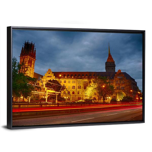 The City Hall Of Duisburg Canvas Wall Art-3 Horizontal-Gallery Wrap-25" x 16"-Tiaracle