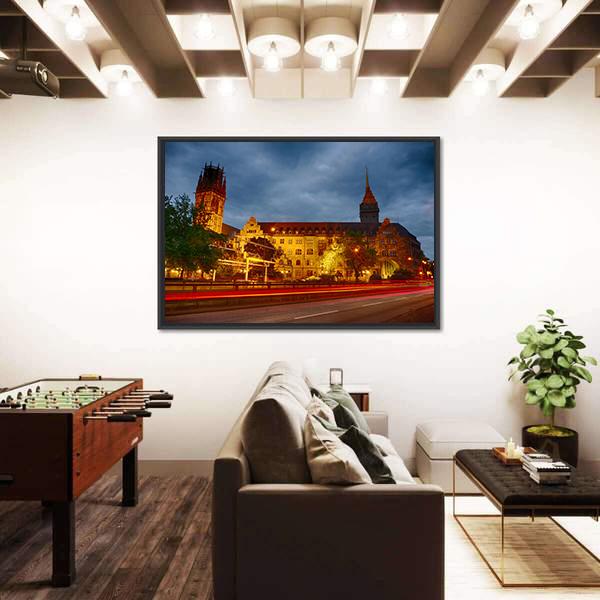 The City Hall Of Duisburg Canvas Wall Art-3 Horizontal-Gallery Wrap-25" x 16"-Tiaracle