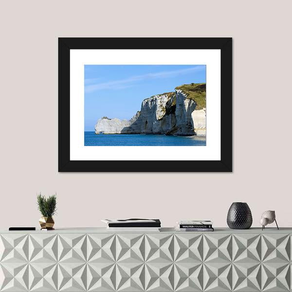 The Cliffs Of Etretat Canvas Wall Art-3 Horizontal-Gallery Wrap-25" x 16"-Tiaracle