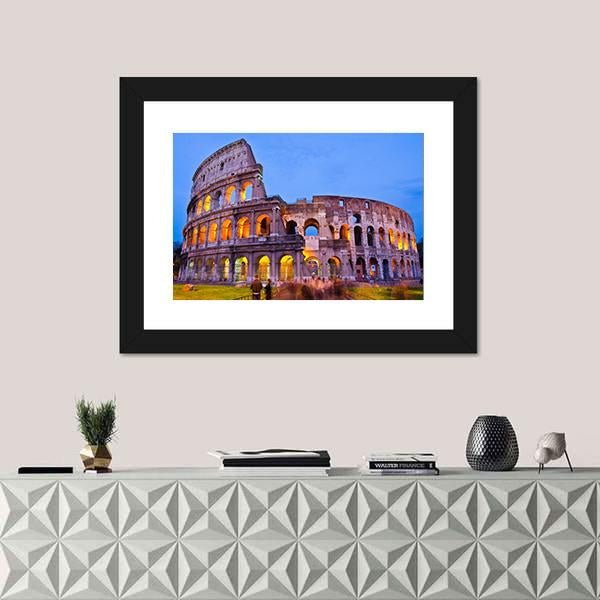 The Colosseum At Night Canvas Wall Art-3 Horizontal-Gallery Wrap-25" x 16"-Tiaracle