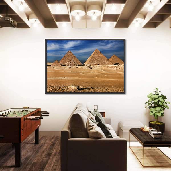 The Egyptian Pyramids Canvas Wall Art-5 Horizontal-Gallery Wrap-22" x 12"-Tiaracle