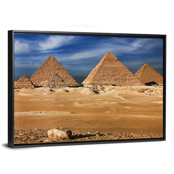 The Egyptian Pyramids Canvas Wall Art-5 Horizontal-Gallery Wrap-22" x 12"-Tiaracle