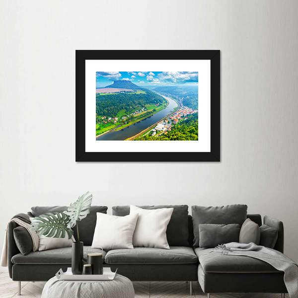 The Elbe River Canvas Wall Art-1 Piece-Framed Print-42" x 14"-Tiaracle