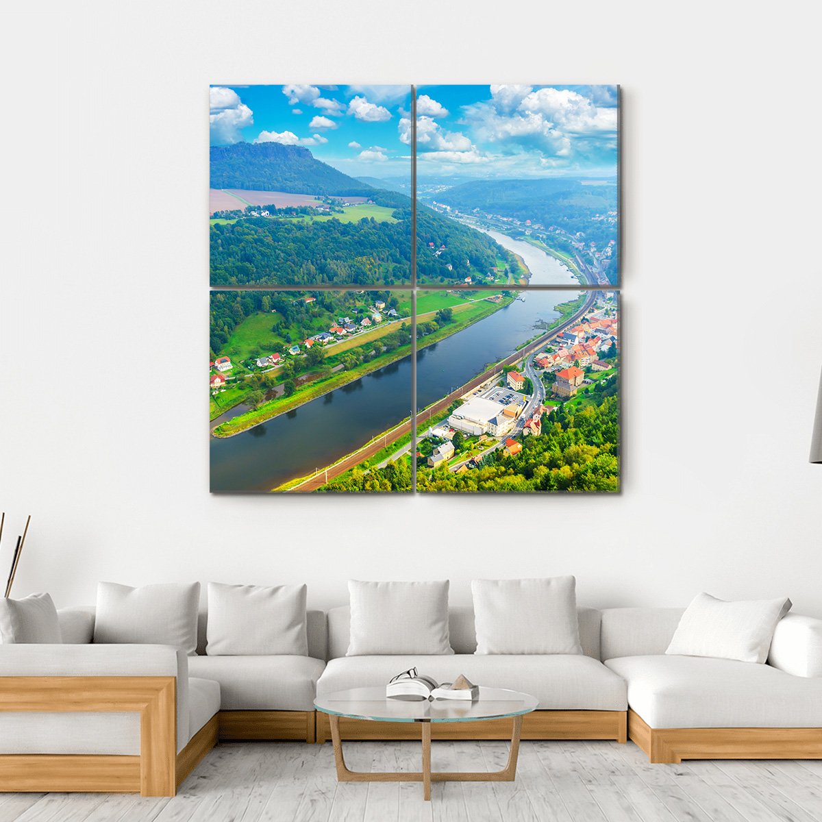 The Elbe River Canvas Wall Art-4 Square-Gallery Wrap-17" x 17"-Tiaracle